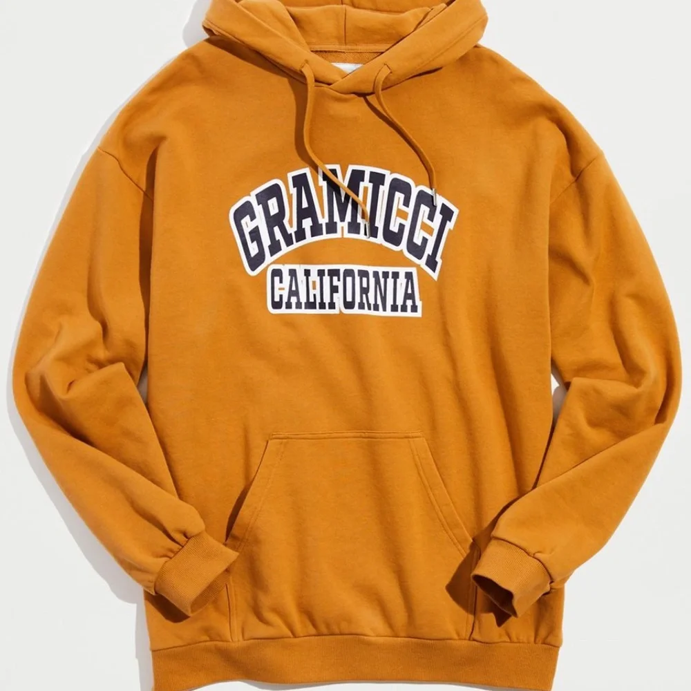 NEW $108 Gramicci Logo Hoodie Sweatshirt in Yellow Gold